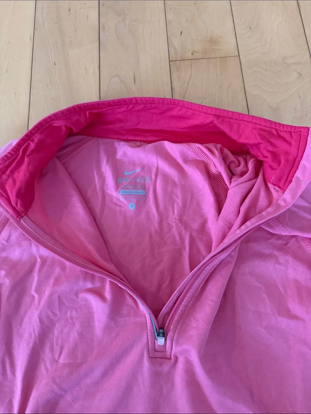 Nike Women's Pink/Salmon Quarter-Zip Long Sleeve Top